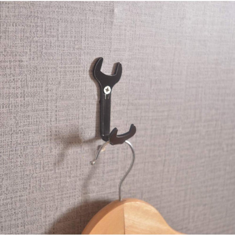 Xinally 4pcs Vintage Wrench Shape Hooks, Black Wall Hooks for Bathroom Kitchen Home or Office Use for Hanging Clothes, Hats, Towels, Clothes, Keys and Other Miscellaneous Items - Image 3